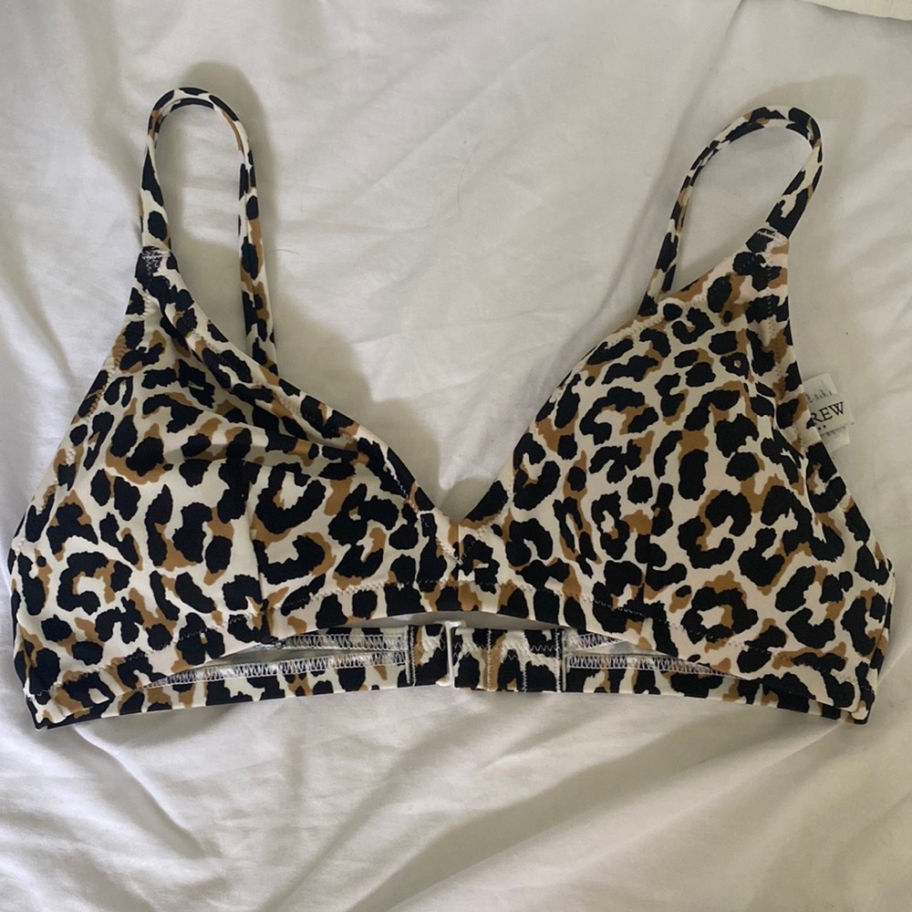 Leopard print bikini top.